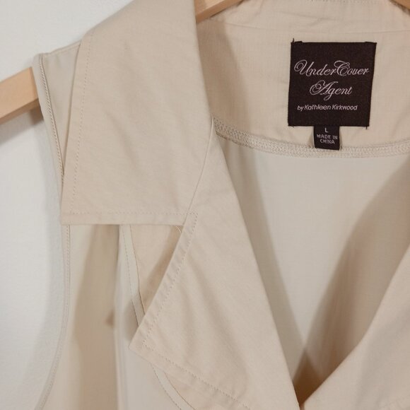 Under Cover Agent by Kathleen Kirkwood Mixed Media Sleeveless Top, Beige, SZ LRG - Picture 8 of 13
